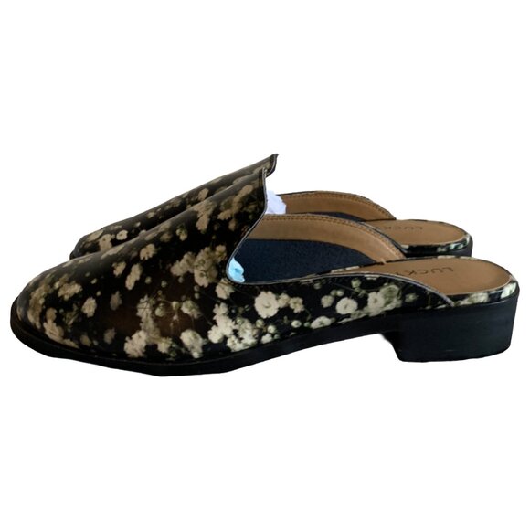 LUCKY BRAND Womens' Black Floral Cristley Leather Slip-On Mules Size 5.5 - Picture 5 of 7